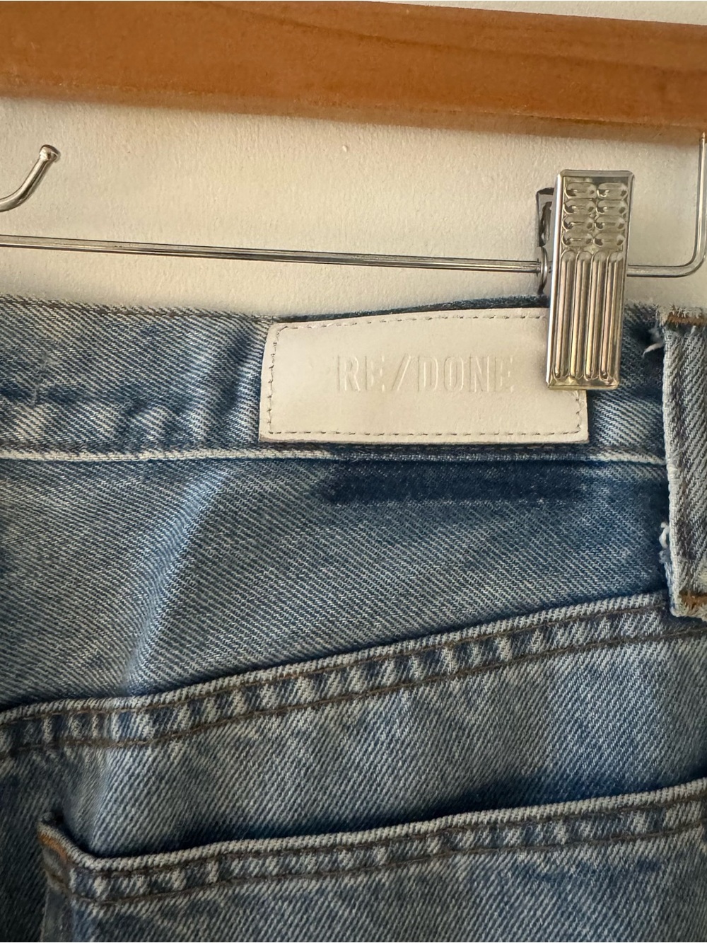 Re/Done High-Rise Straight Leg Jeans in Light Blue - Picture 7 of 7